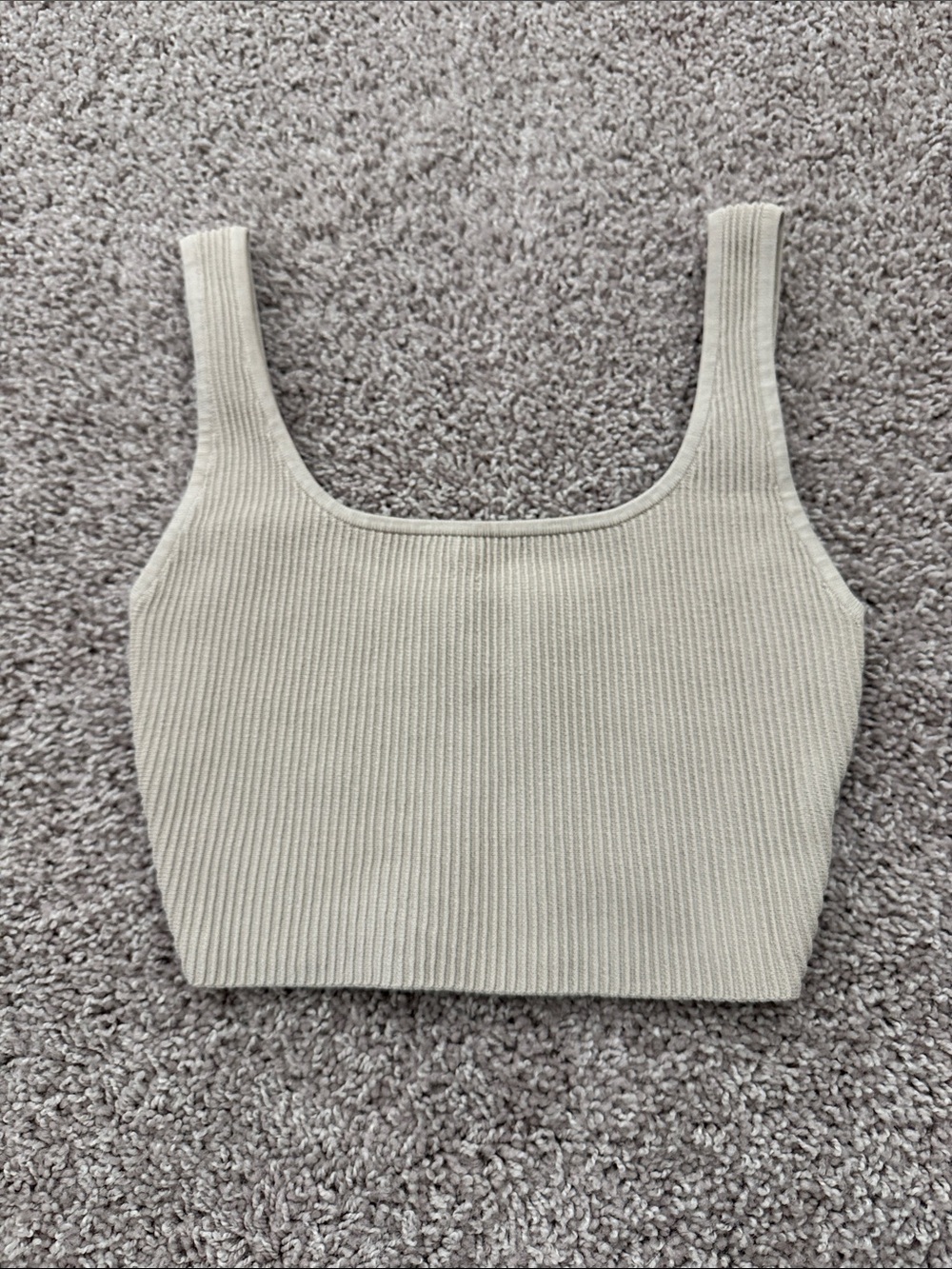 Aritzia babaton Ribbed Square-Neck Crop Tank Top - Cream